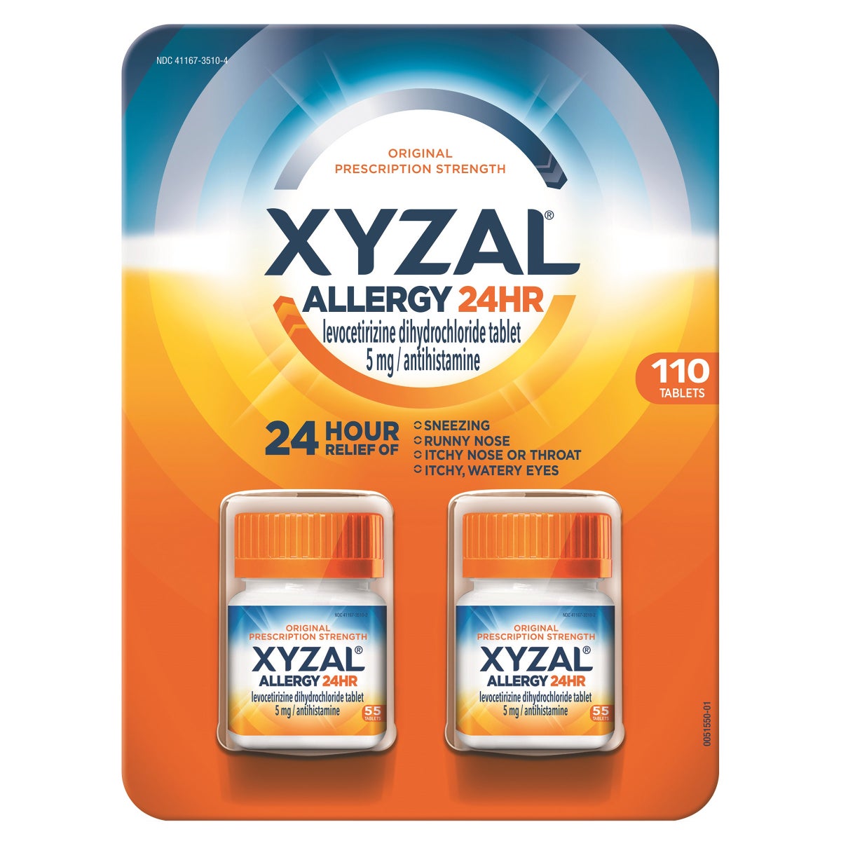 Xyzal allergy 24 hour antihistamine 5 mg 110 tablets