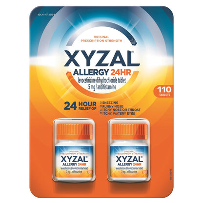 Xyzal allergy 24 hour antihistamine 5 mg 110 tablets