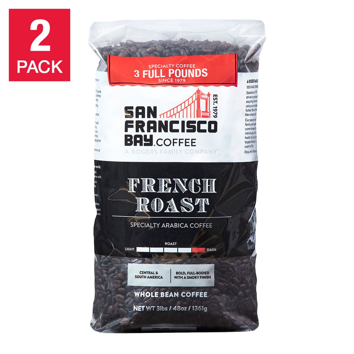 San Francisco Bay — San Francisco French Roast Whole Bean Coffee 3 lb, 2-pack