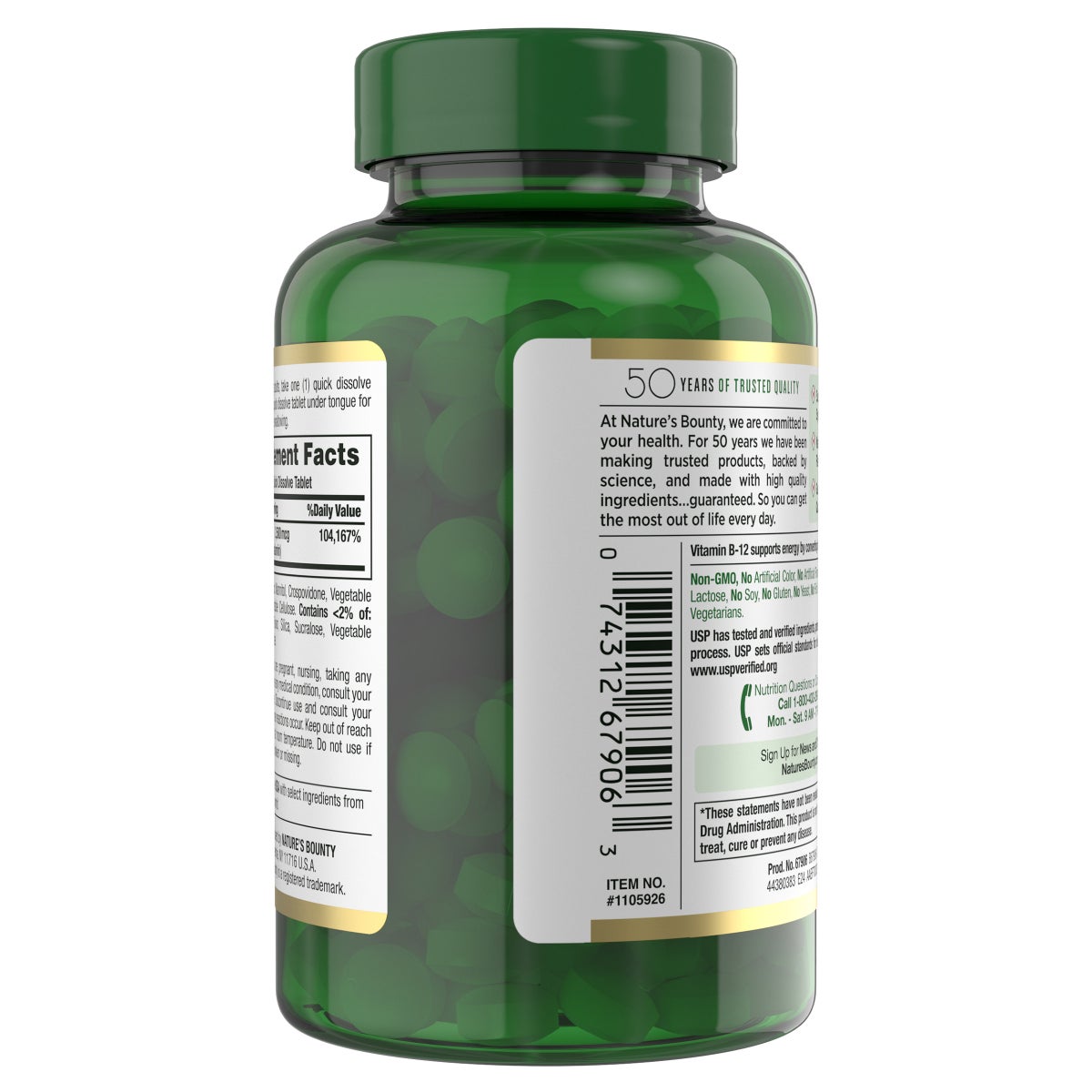 Nature's Bounty B-12 cherry flavored tablets bottle