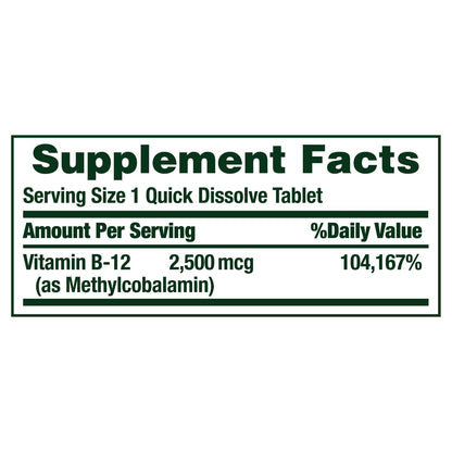 Quick dissolve vitamin B-12 tablets by Nature's Bounty