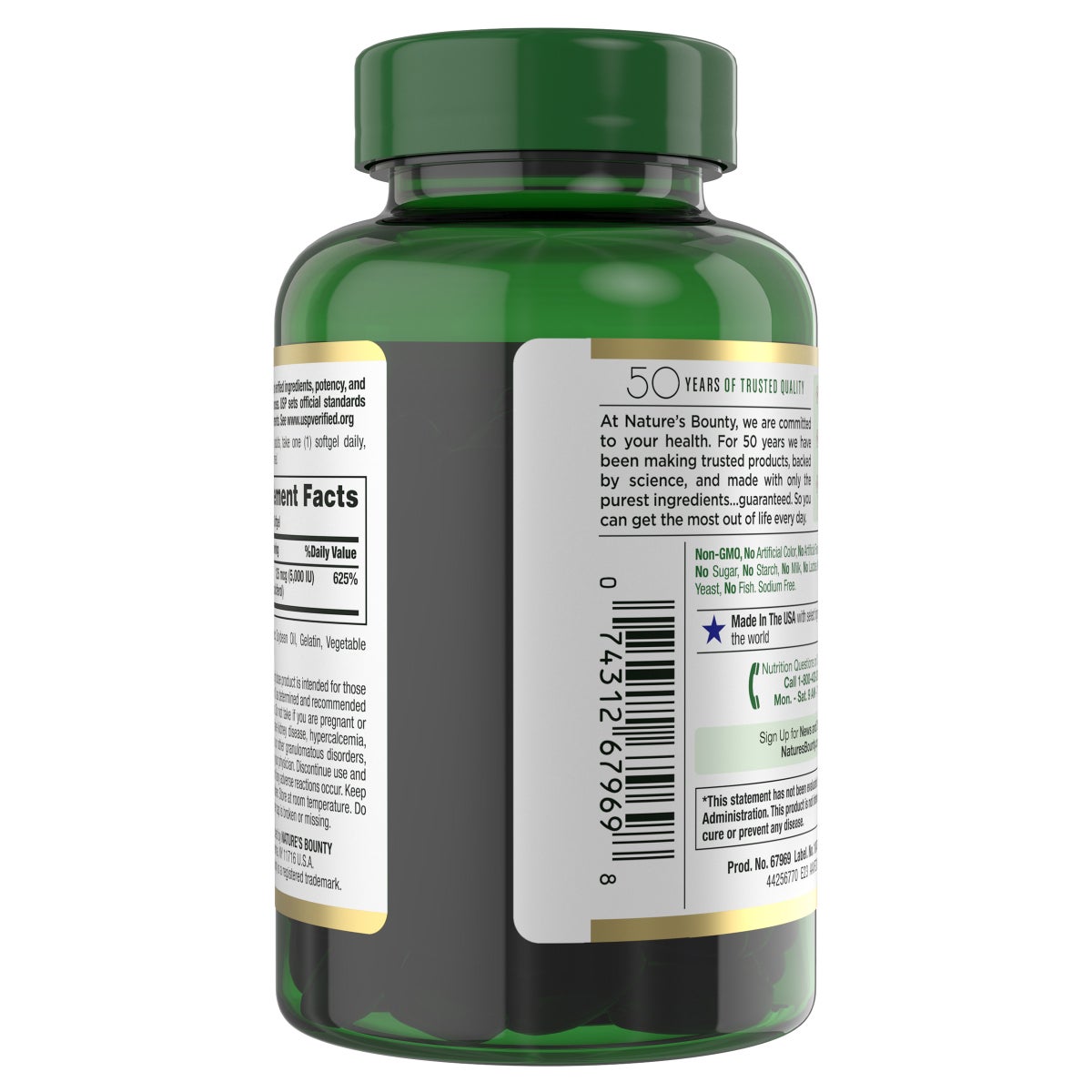Nature's Bounty Vitamin D3 softgel count and details