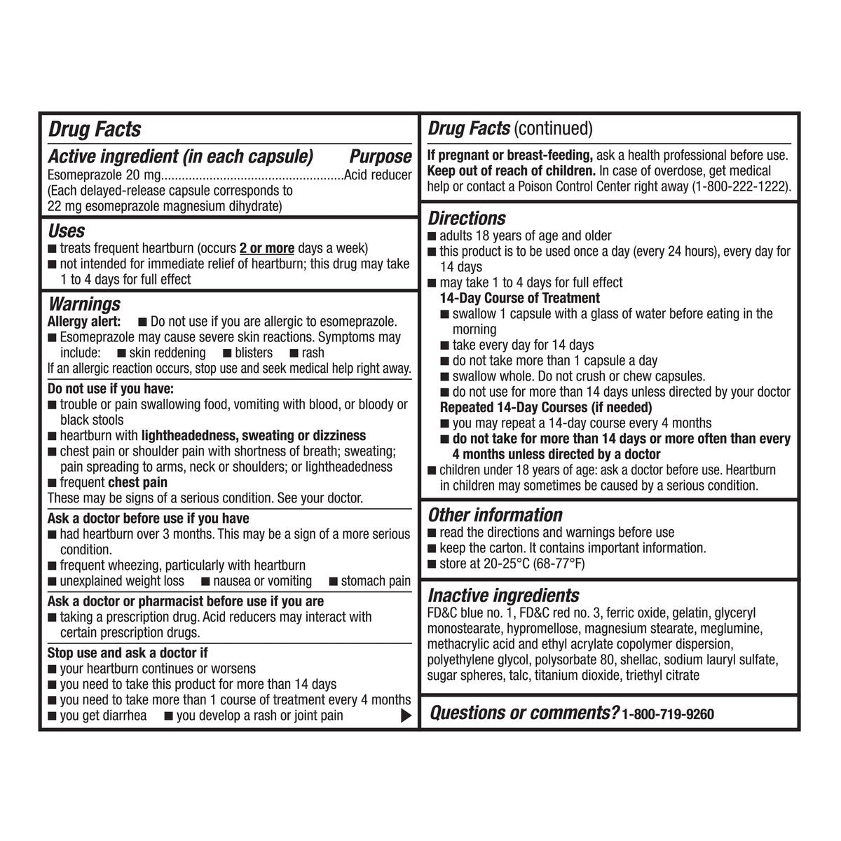 Kirkland Signature acid relief capsules front label