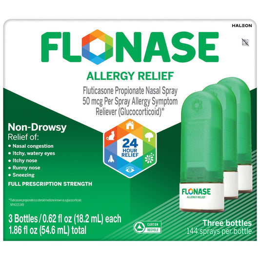 Flonase non-drowsy 24 hour allergy relief nasal spray 3-pack