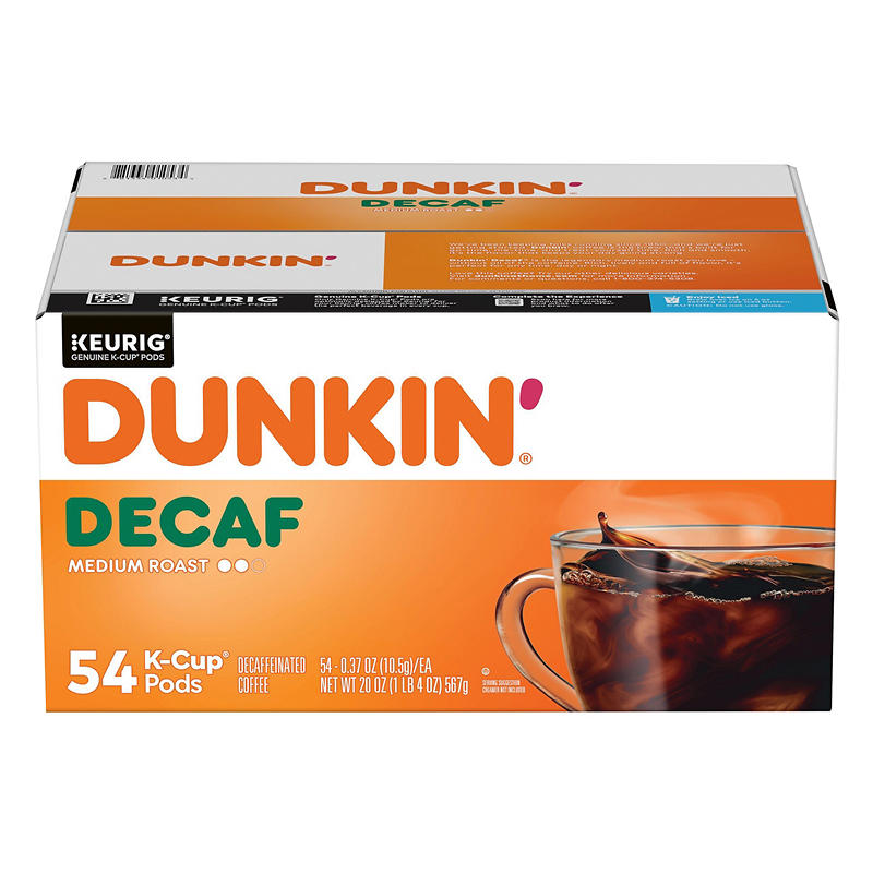 Dunkin' Decaf Original Blend medium roast K-Cup pods 54 count
