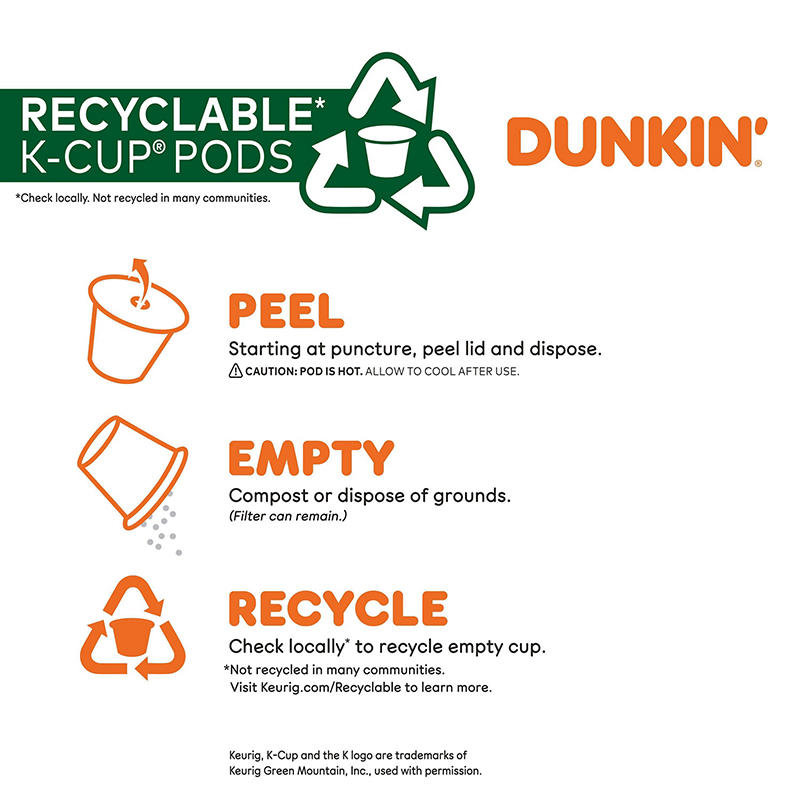 Medium roast Dunkin' decaffeinated coffee pods
