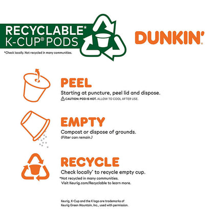 Medium roast Dunkin' decaffeinated coffee pods