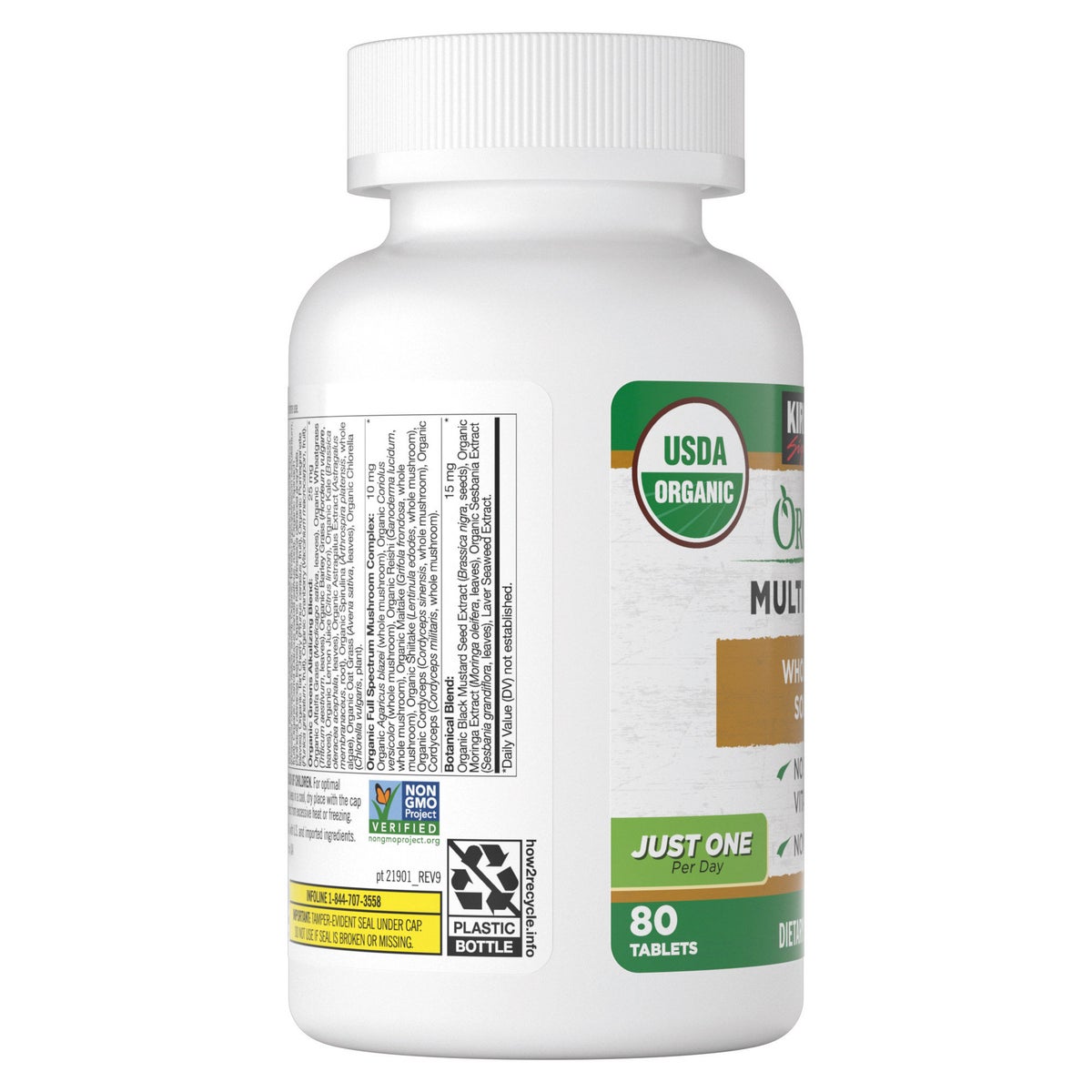 Front label of Kirkland Signature organic multivitamin