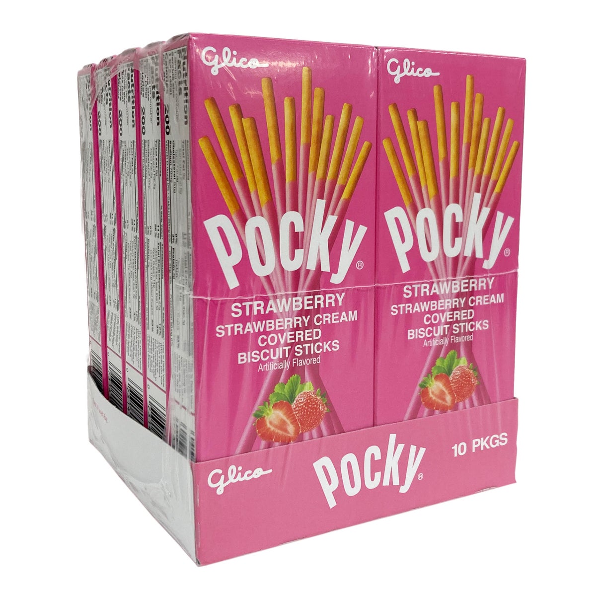 Pocky strawberry cream covered biscuit sticks 10-count box