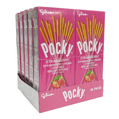 Pocky strawberry cream covered biscuit sticks 10-count box