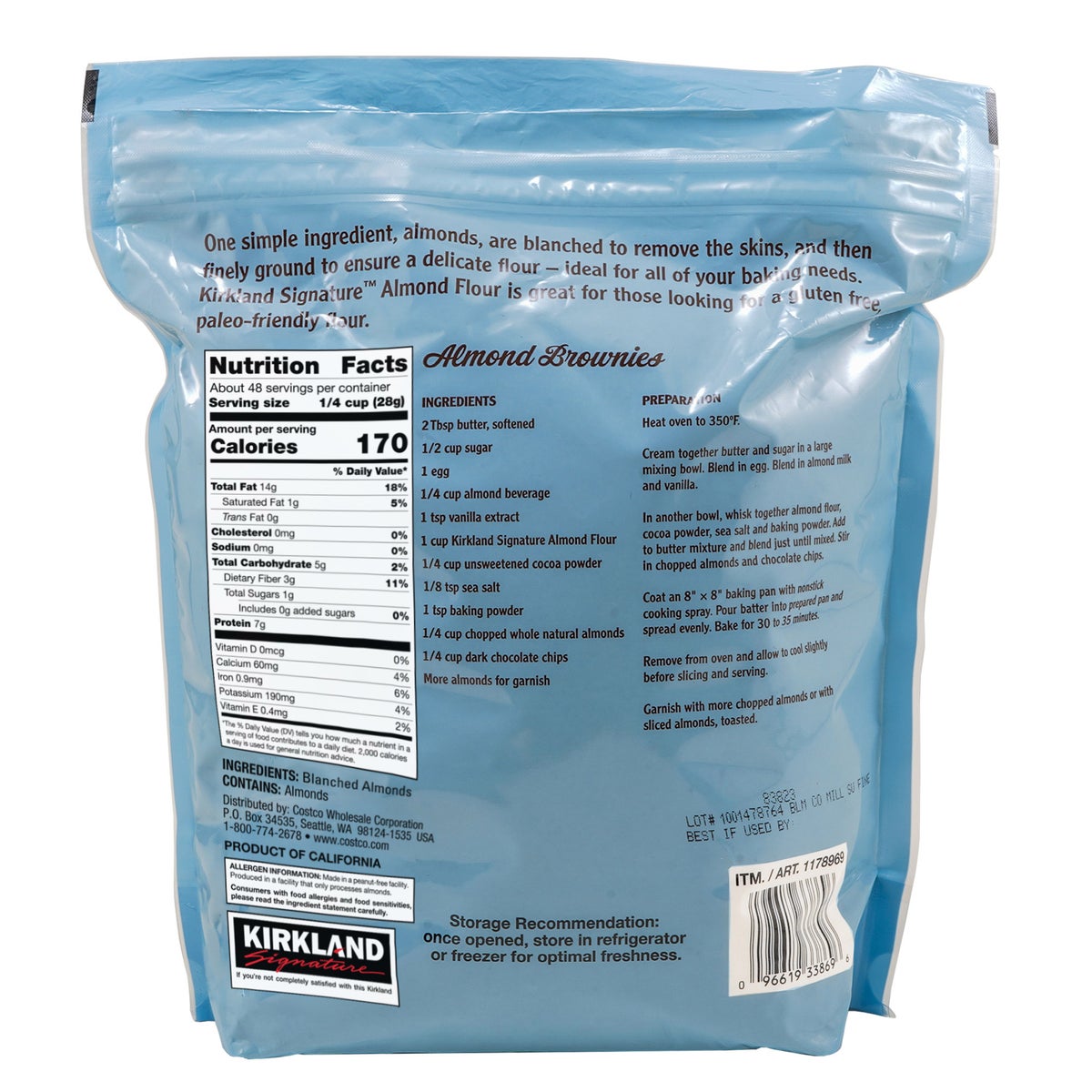 Blanched gluten free almond flour by Kirkland Signature