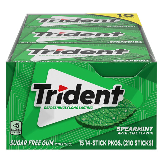 Trident sugar free spearmint gum 15-pack