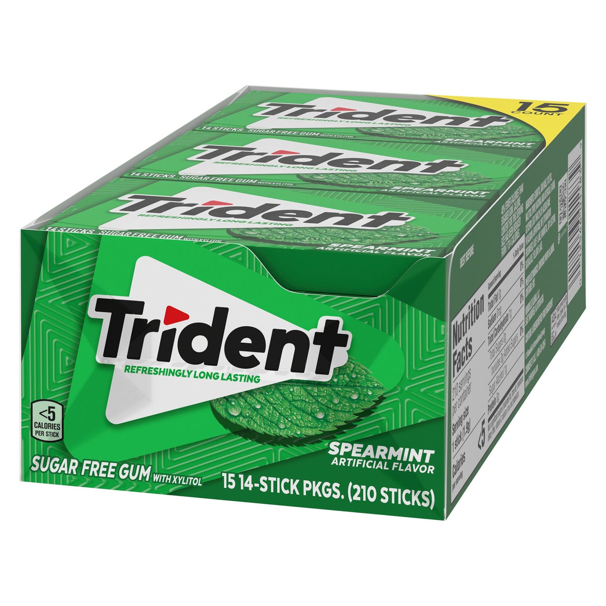 Close-up of Trident sugar free gum packaging