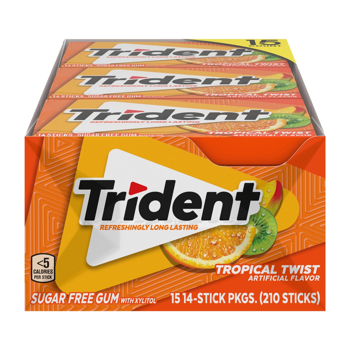 Trident Tropical Twist sugar free gum 15-pack