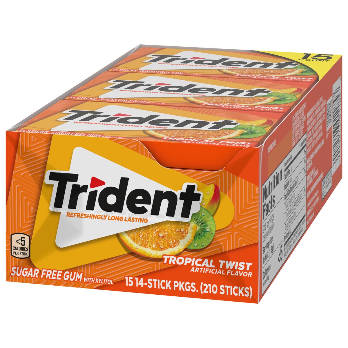 Trident tropical flavor sugar free chewing gum