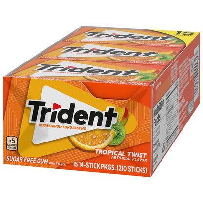 Trident tropical flavor sugar free chewing gum