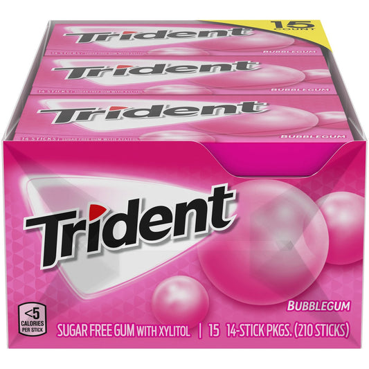 Trident sugar free bubblegum gum 15-count pack