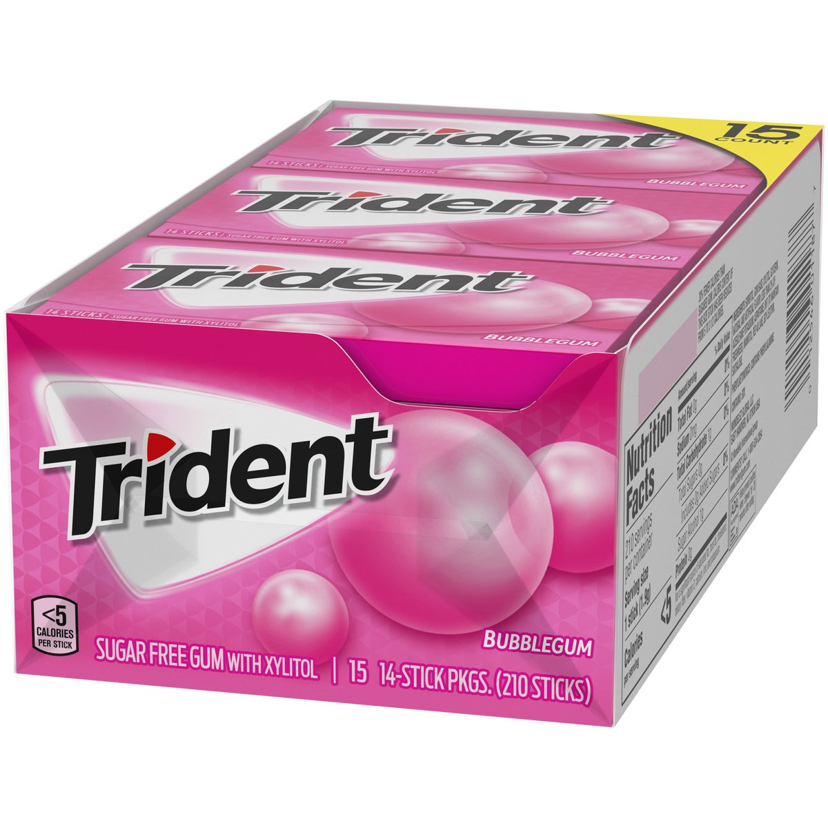 Bubblegum flavor Trident gum package detail