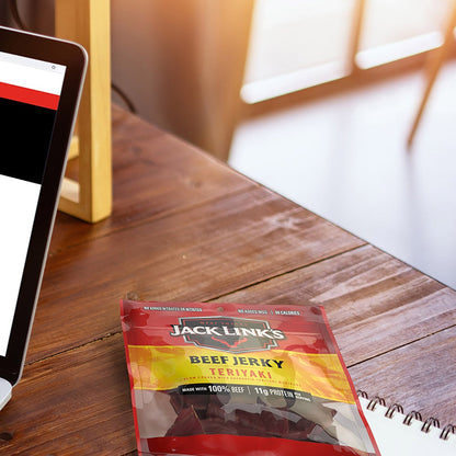 Portable teriyaki jerky snack for on-the-go