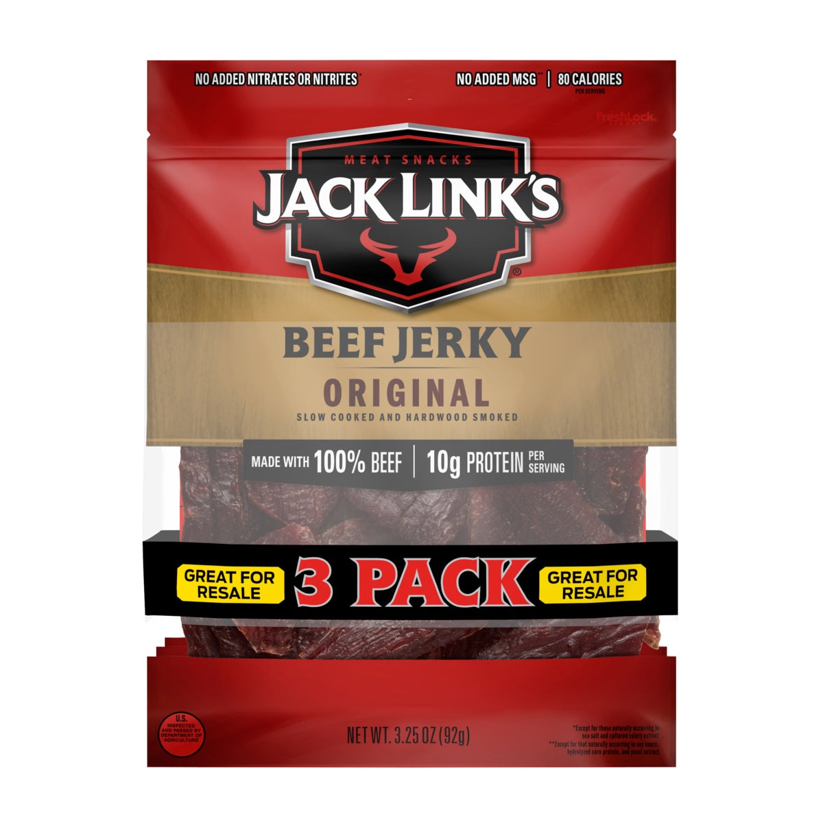 Jack Link's Original beef jerky 3-count pack