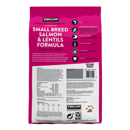 Grain-free salmon and lentil dry dog food for small breeds