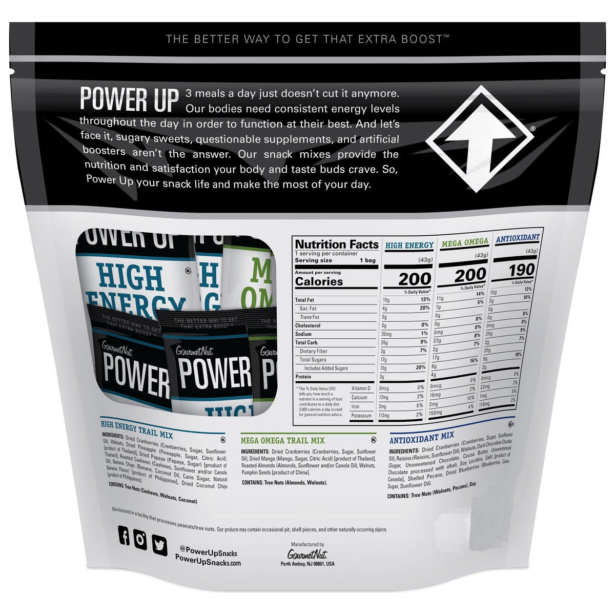 Gourmet Nut Power Up Trail Mix front packaging