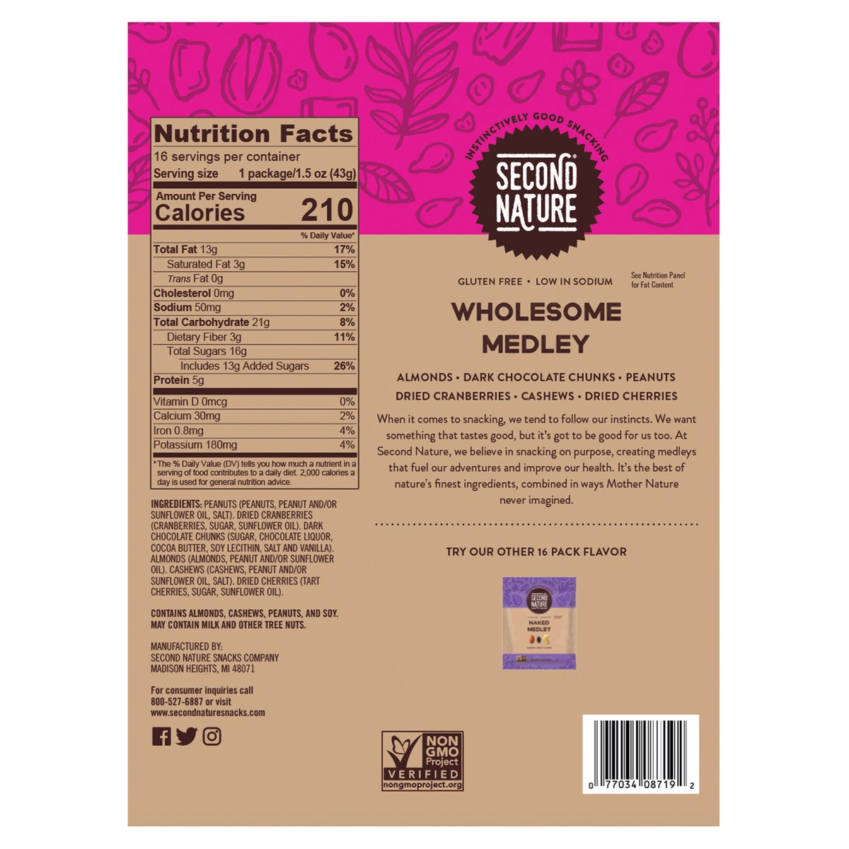 Gluten free Second Nature trail mix wholesome medley