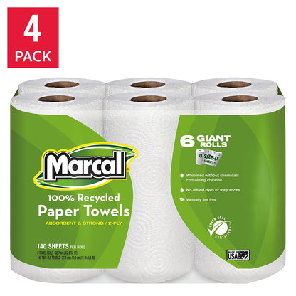 Marcal 100% recycled 2-ply paper towels 24 rolls