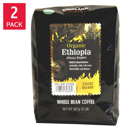 Kirkland Signature organic Ethiopia whole bean coffee 2 lb bag