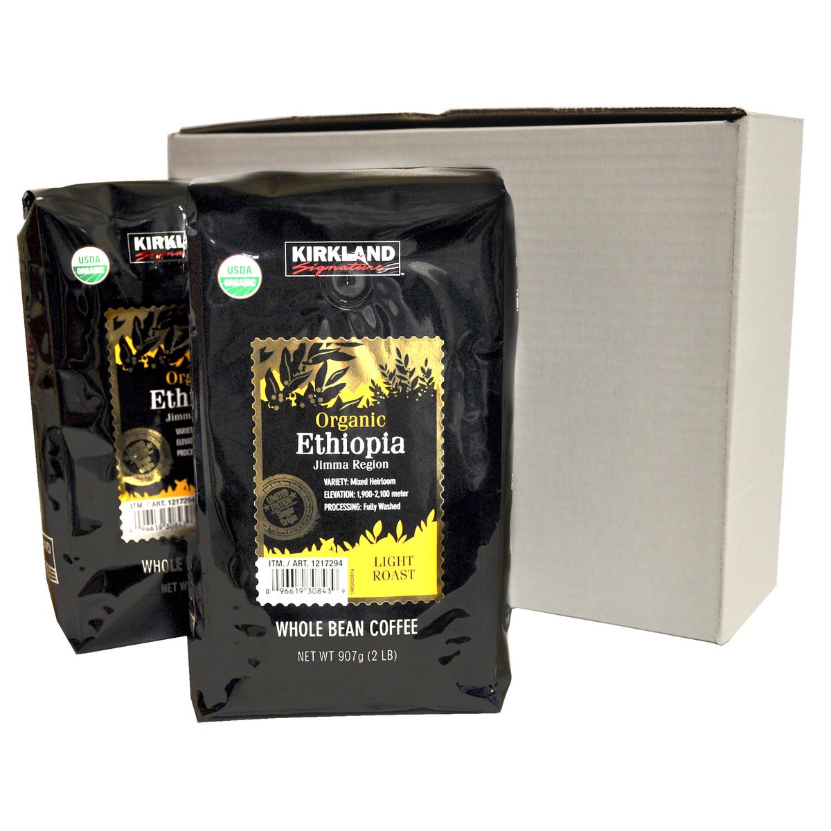USDA organic Ethiopia coffee beans in 2 lb package