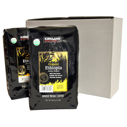 USDA organic Ethiopia coffee beans in 2 lb package