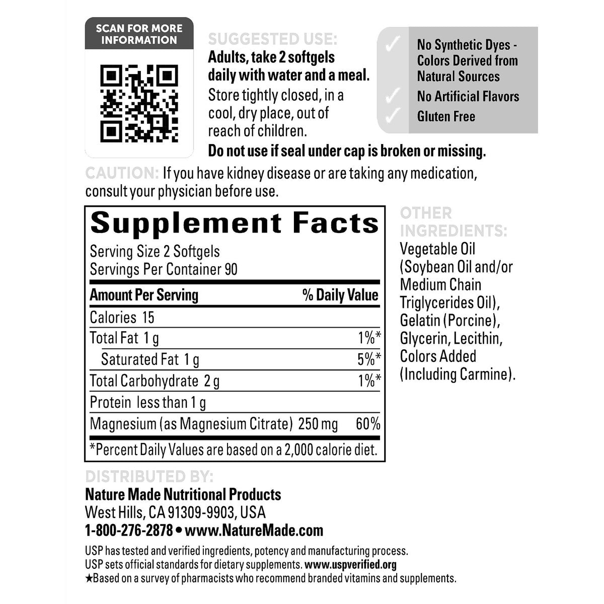 Nature Made softgels for daily magnesium support