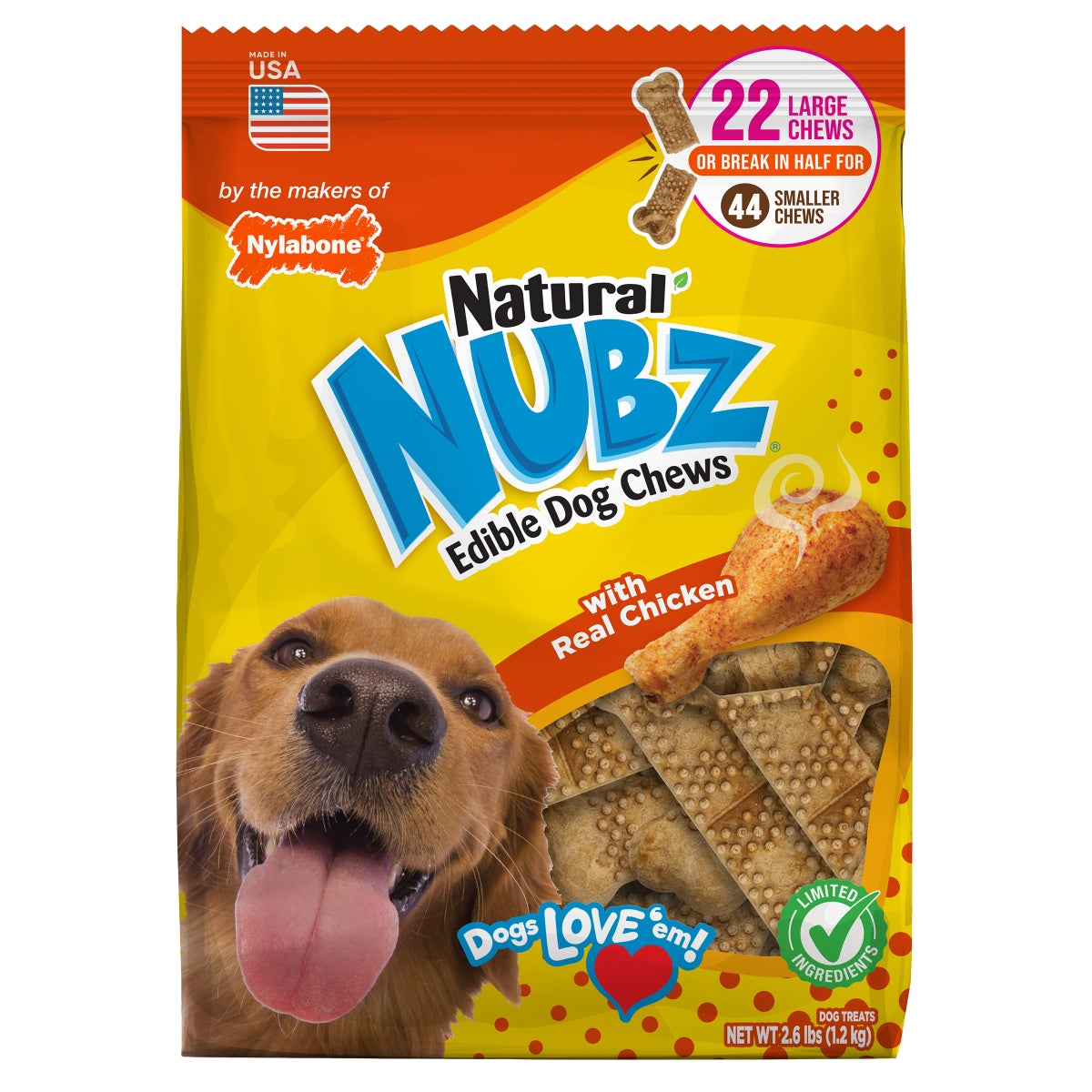 Nylabone NUBZ dog treats with real chicken