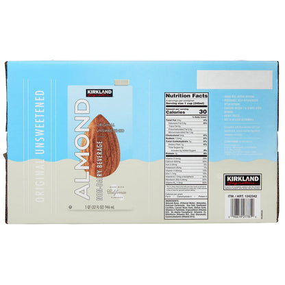 Kirkland Signature dairy-free almond milk packaging