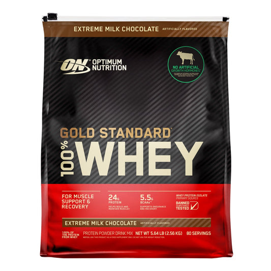 Optimum Nutrition chocolate whey protein powder 5.64 lb tub