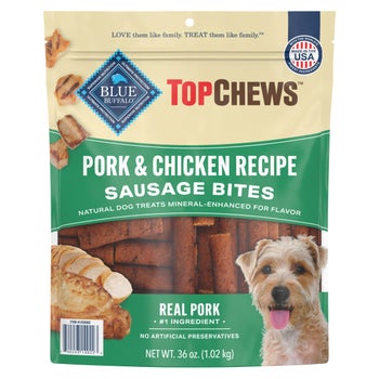 Blue Buffalo pork and chicken sausage dog treats 36 oz