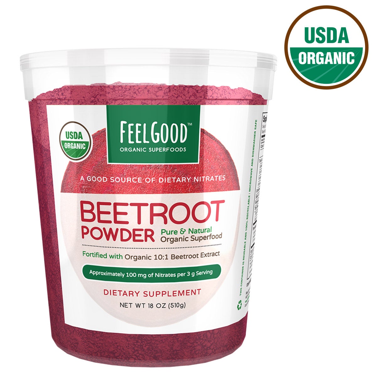 FEELGOOD USDA Organic Beetroot Powder 18 oz