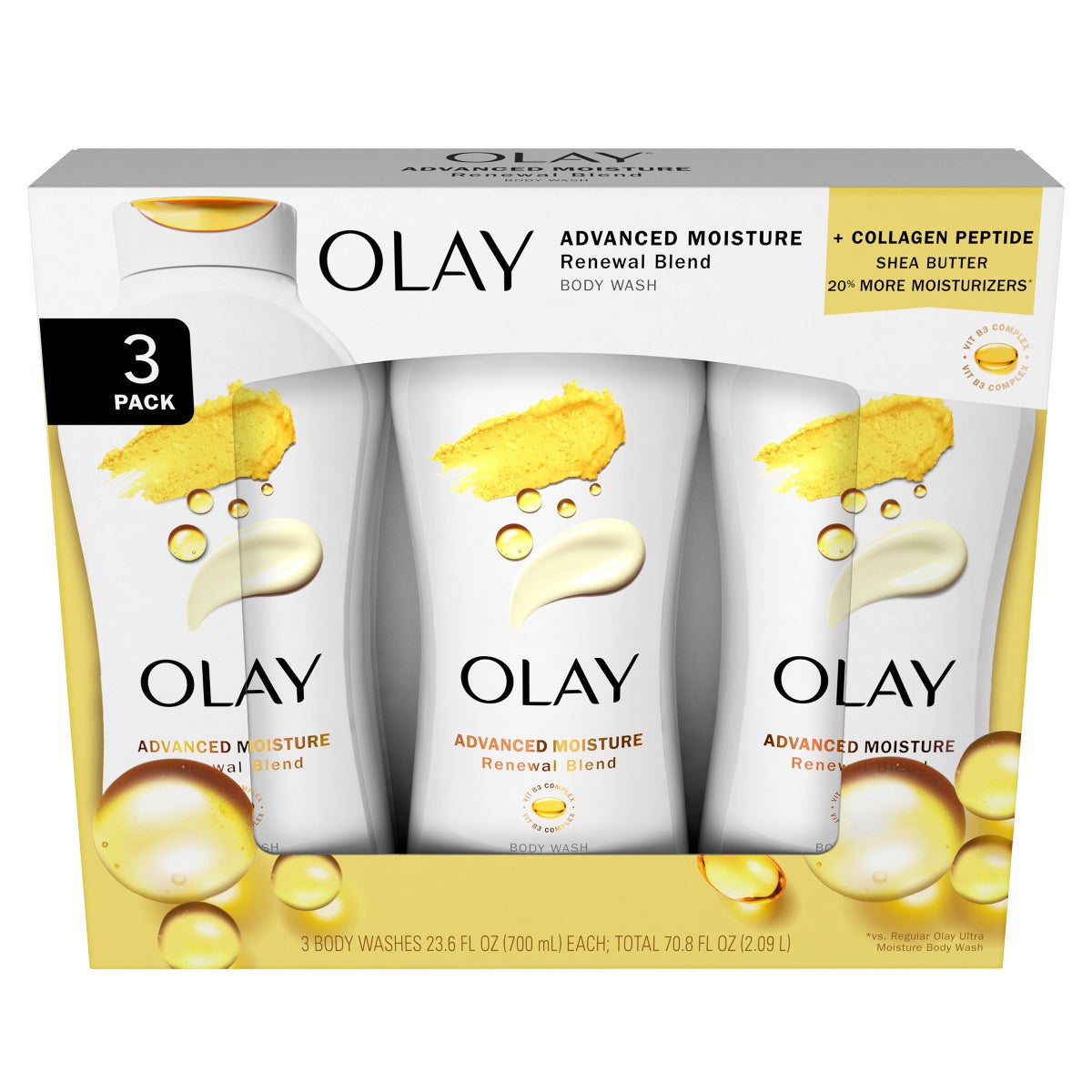 Olay Advanced Moisture Renewal Blend body wash 3-pack
