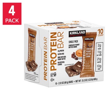 Kirkland Signature Chocolate Peanut Butter Chunk protein bars 40 count
