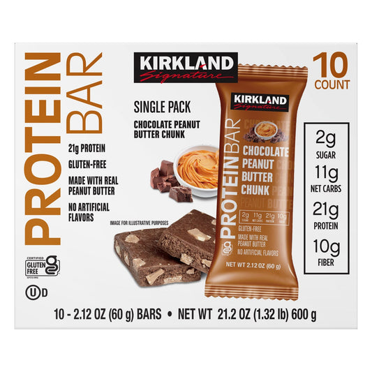 Kirkland Signature 2.12 oz protein bars in bulk pack