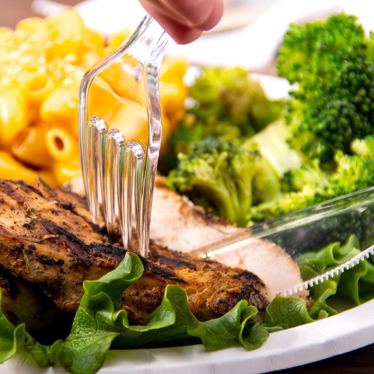 Individually wrapped clear disposable forks spoons and knives