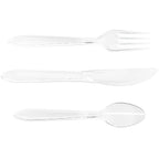 Disposable clear cutlery set for parties and meals