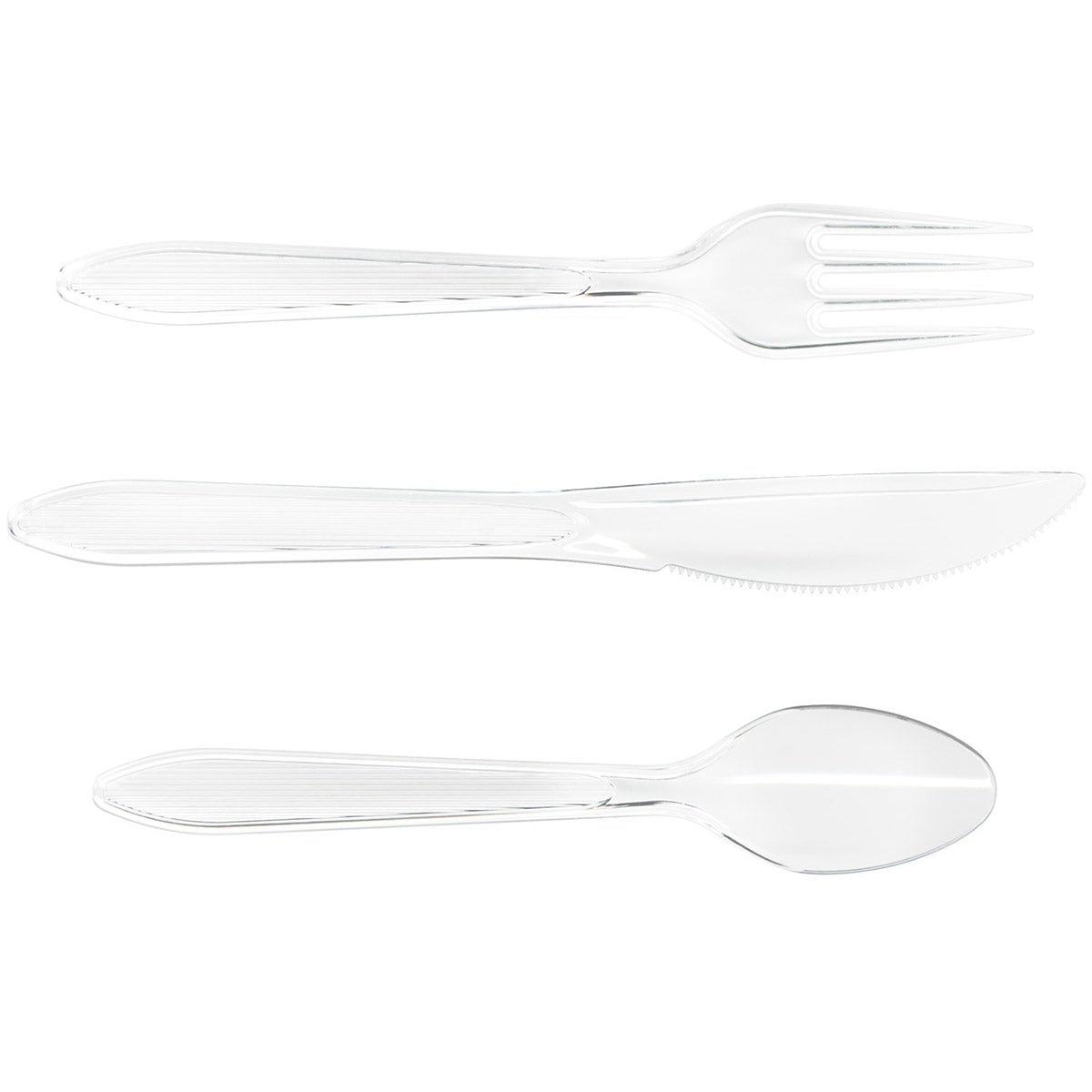 Disposable clear cutlery set for parties and meals
