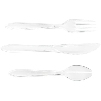 Disposable clear cutlery set for parties and meals