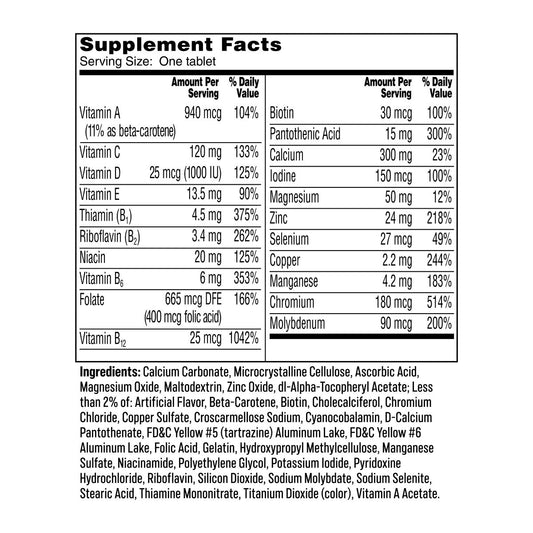 One A Day Women's 50+ healthy advantage supplement front label