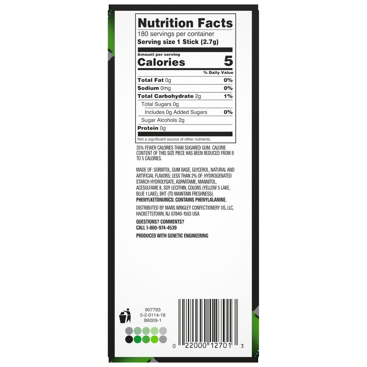 5 Gum Spearmint Rain 15-stick packs by Wrigley's