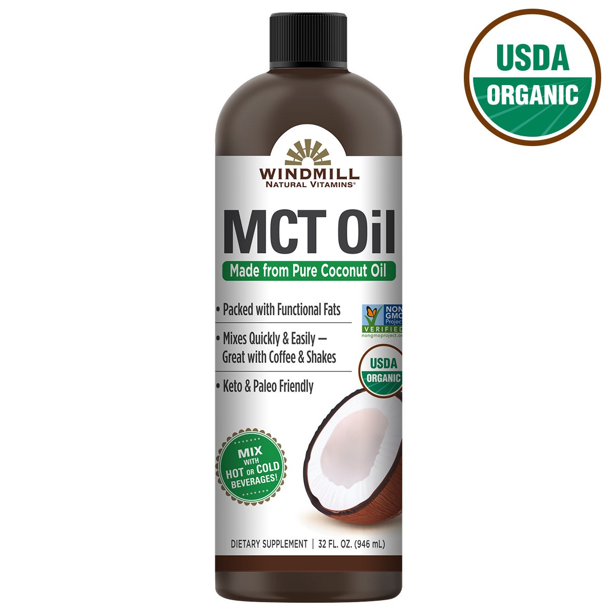Windmill USDA organic MCT oil 32 fl oz bottle