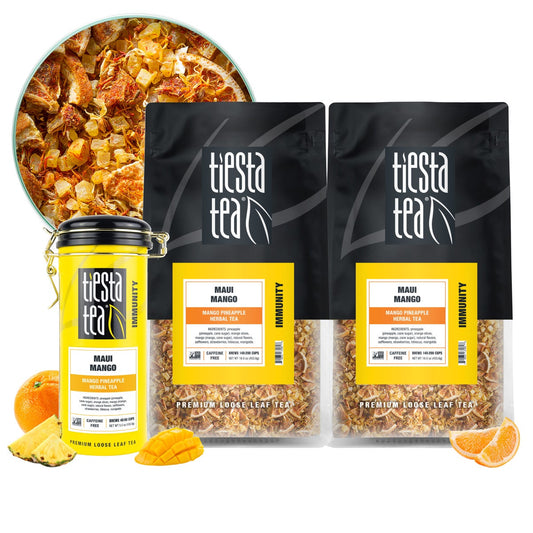 Tiesta Tea Maui Mango herbal loose leaf tea bundle
