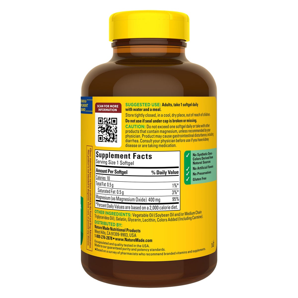 180-count magnesium softgels supplement bottle