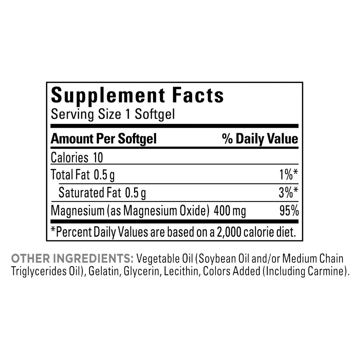Nature Made magnesium dietary supplement packaging